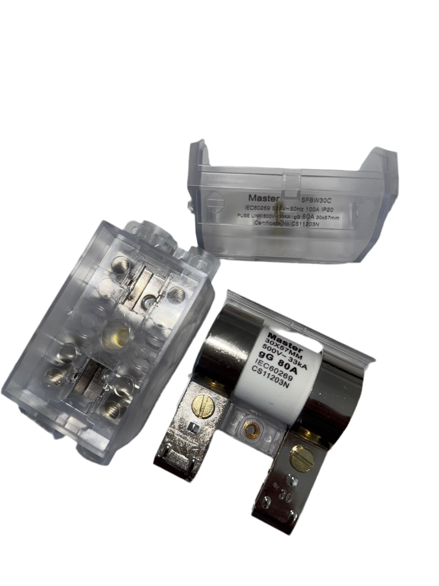 100A HRC Service Fuse + 80A Cartridge - Clear Back Wired - QLD Approved