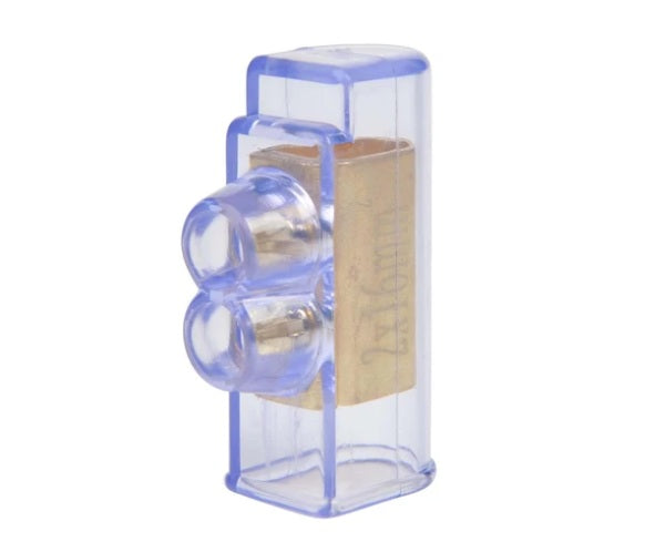 2 x 16mm Large Double Screw Connector - Clear