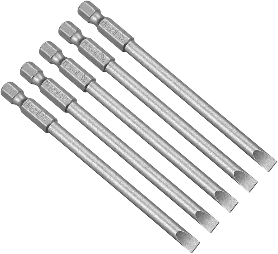 150mm Slotted Screwdriver Bit Flat Head 1/4" Hex Bit - 4 in Pack - One Size