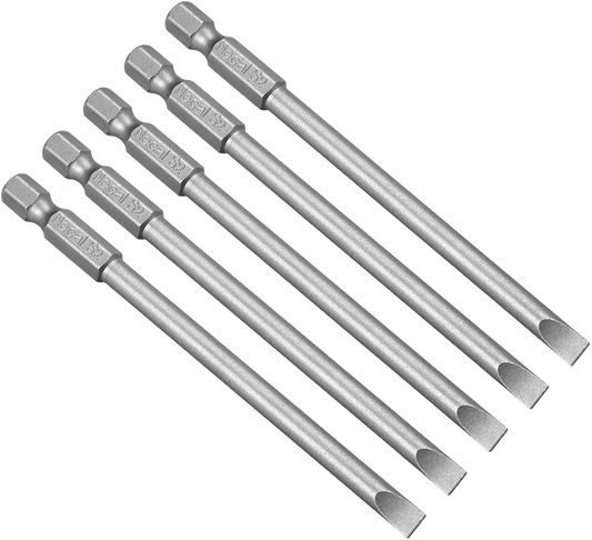 150mm Slotted Screwdriver Bit Flat Head 1/4" Hex Bit - 4 in Pack - One Size