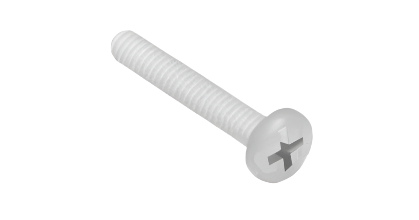 Nylon Screws Round Head Phillips Head & Nut M5 40mm  - Pack of 100