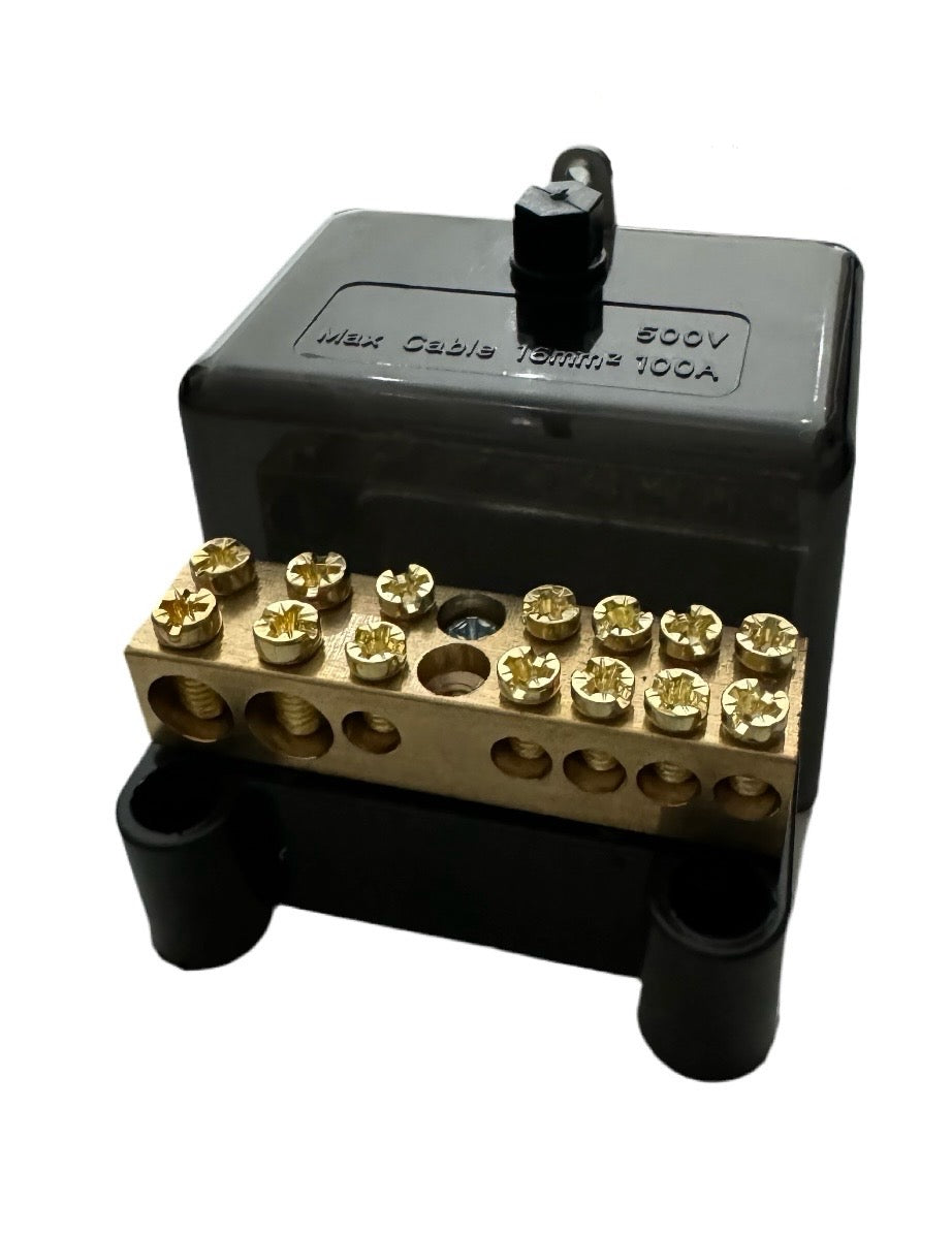 7 Hole Neutral Link 110 Amp - Black